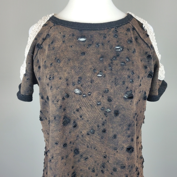 Hayden Distressed Crochet Detail Top - Picture 2 of 7